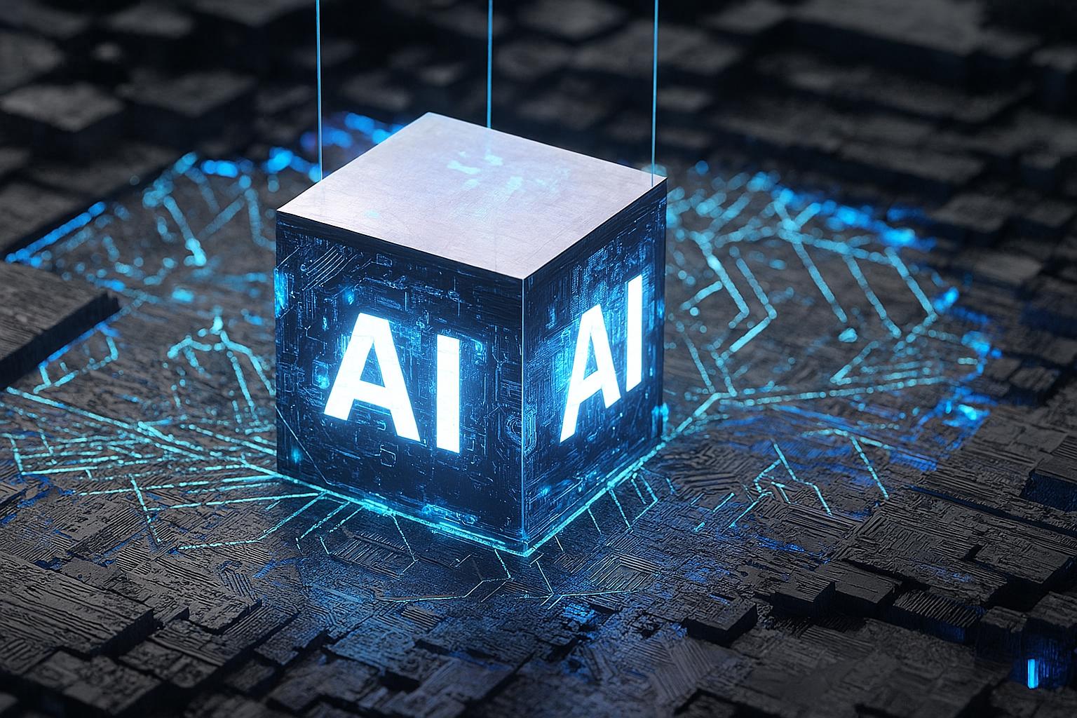 Abstract visualization of open AI models and data pipelines