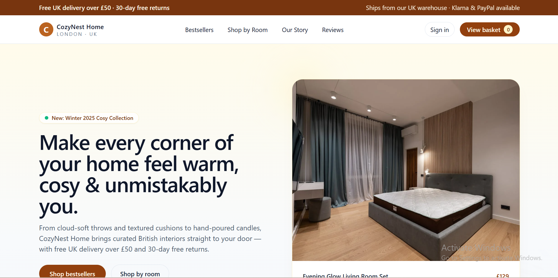 Nordica Home – home decor desktop homepage preview