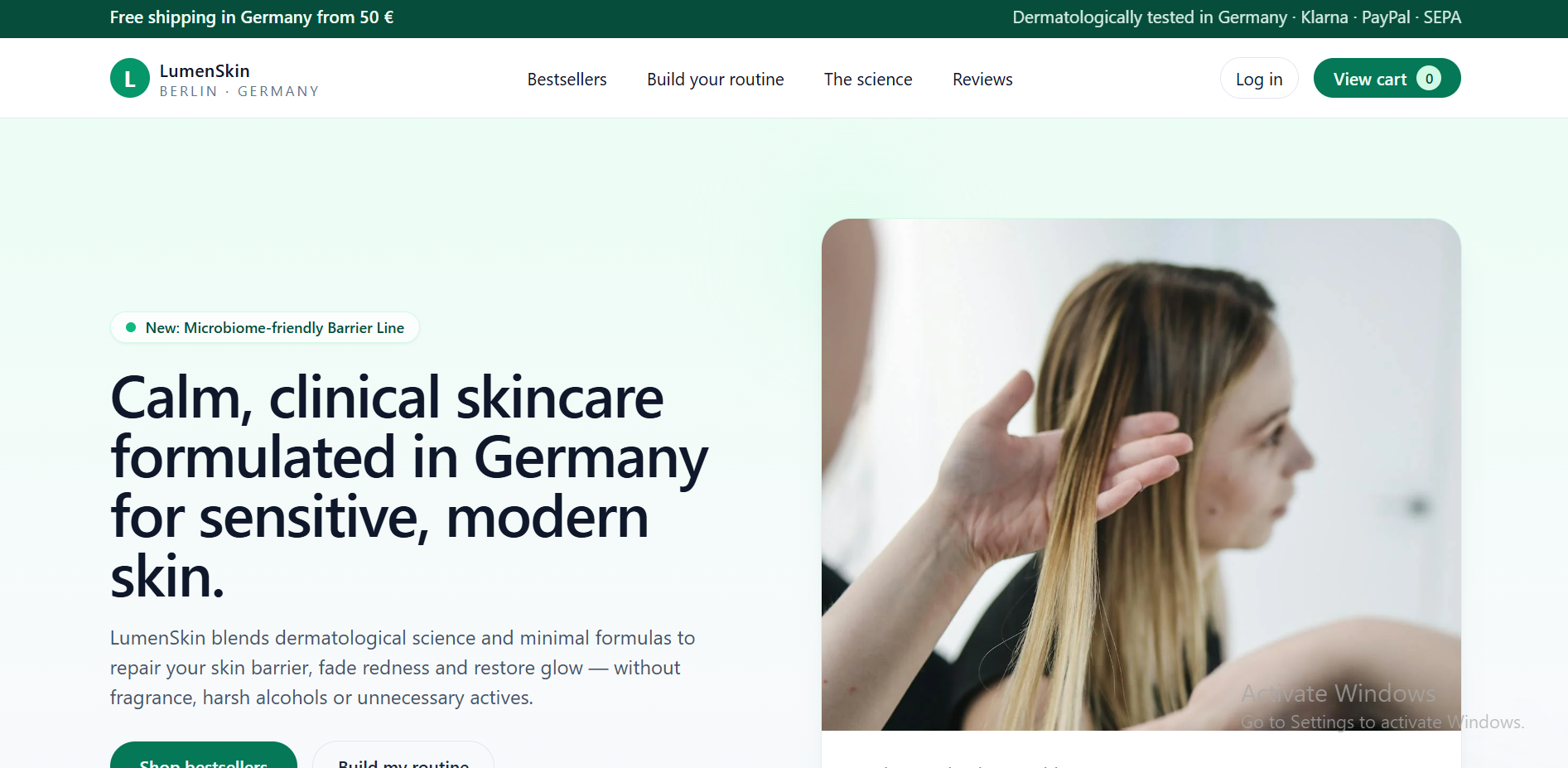 LumiGlow Skincare – skincare store desktop homepage preview